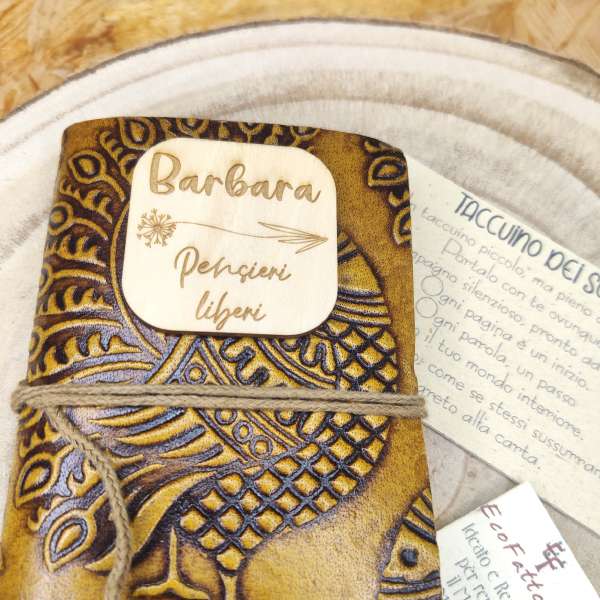 Mini Diario con targhetta in legno Personalizzabile